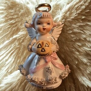 Vintage Fine A Quality October Birthday Angel Jack-o-lantern  Japan 1950's